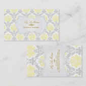 PixDezines  piqué damast/geel+grijs Visitekaartje (Voorkant / Achterkant)