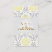 PixDezines  piqué damast/geel+grijs Visitekaartje (Achterkant)