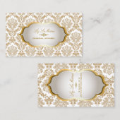 PixDezines  piqué damast/metallic zilver Visitekaartje (Voorkant / Achterkant)