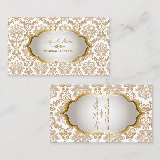 PixDezines piqué damast/metallic zilver Visitekaartje (Voorkant / Achterkant)