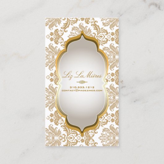 PixDezines  piqué damast/metallic zilver Visitekaartje (Achterkant)