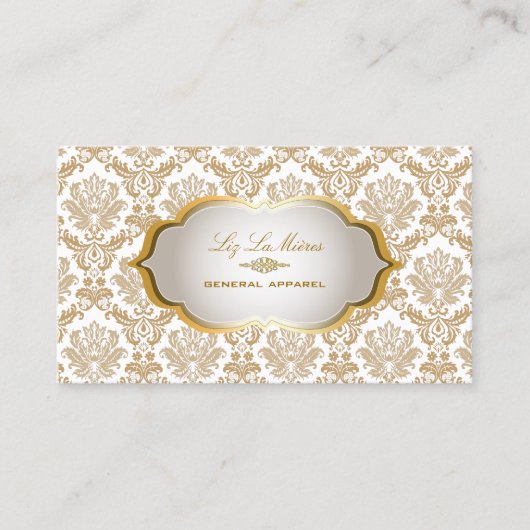 PixDezines  piqué damast/metallic zilver Visitekaartje (Voorkant)