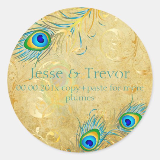 PixDezines  pizzazz pauwenveer Ronde Sticker (Voorkant)