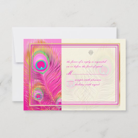 PixDezines Pizzazz Peacock Feather RSVP Kaartje (Achterkant)