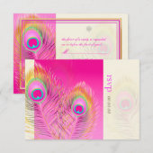 PixDezines Pizzazz Peacock Feather RSVP Kaartje (Voorkant / Achterkant)