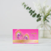 PixDezines Pizzazz Peacock Feather voor lange leve Visitekaartje (Staand voorkant)