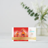 PixDezines Pizzazz Peacock Feather voor lange leve Visitekaartje (Staand voorkant)