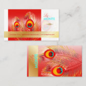 PixDezines Pizzazz Peacock Feather voor lange leve Visitekaartje (Voorkant / Achterkant)
