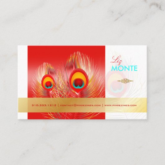 PixDezines Pizzazz Peacock Feather voor lange leve Visitekaartje (Voorkant)