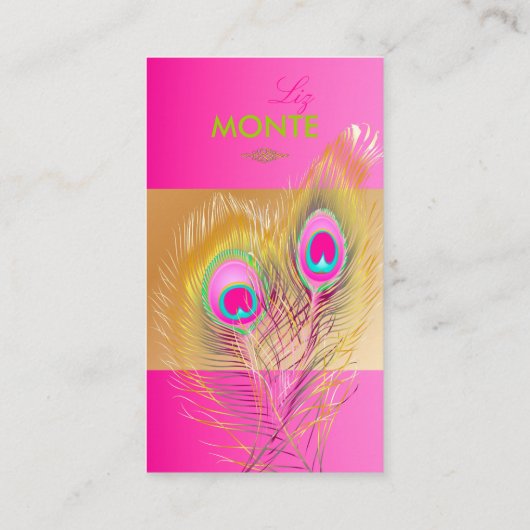 PixDezines Pizzazz Peacock Feather voor lange leve Visitekaartje (Achterkant)