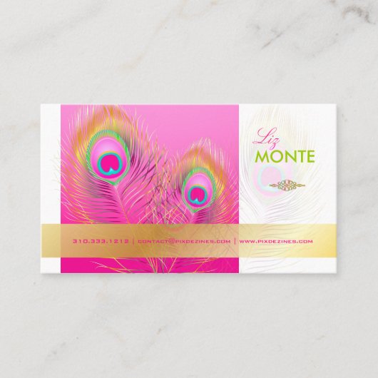 PixDezines Pizzazz Peacock Feather voor lange leve Visitekaartje (Voorkant)