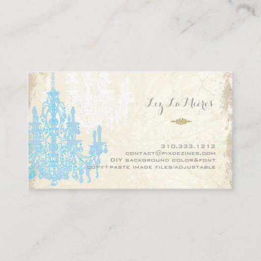 PixDezines placid blue chandelier/DIY kleur Visitekaartje (Achterkant)