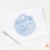 PixDezines placid blue sneeuwvlokken/DIY Ronde Sticker (Envelop)