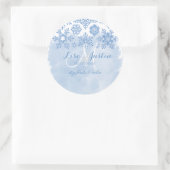 PixDezines placid blue sneeuwvlokken/DIY Ronde Sticker (Tas)