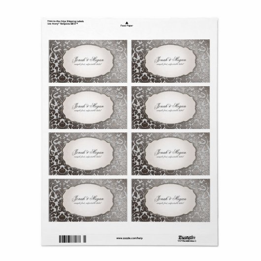 PixDezines platinum flora damask/DIY background Etiket (Full Sheet)