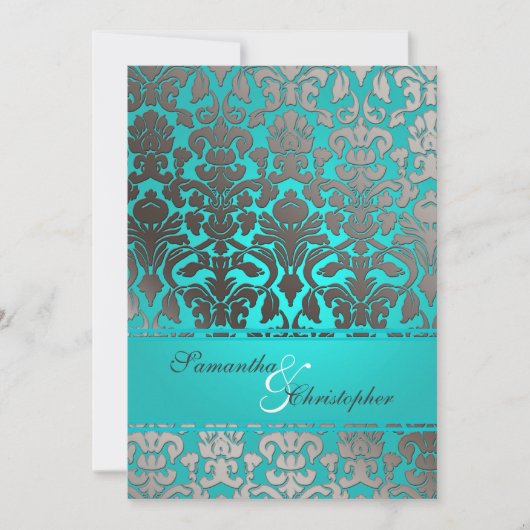 PIXDezines PLATINUM FLORA DAMASK INVITATIES Kaart (Voorkant)