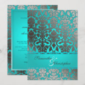 PIXDezines PLATINUM FLORA DAMASK INVITATIES Kaart (Voorkant / Achterkant)