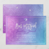 PixDezines Platinum Ombre Blauwgroen Bar Mitzvah Kaart (Voorkant / Achterkant)