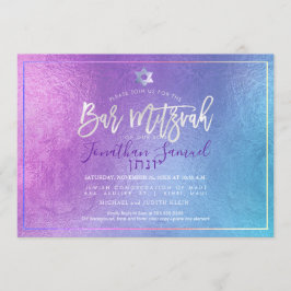 PixDezines Platinum Ombre Blauwgroen Bar Mitzvah Kaart