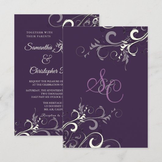 PixDezines PLUM/CREAM SWIRLS/DIY Background Kaart (Voorkant / Achterkant)