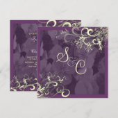 PixDezines plum+crèmezwenken Kaart (Voorkant / Achterkant)