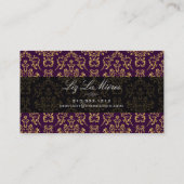 PixDezines Plum+Gold Arianna  Damask Visitekaartje (Achterkant)
