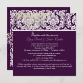 PixDezines Plum Moiré Damask/Crystal Chandelier Kaart (Voorkant / Achterkant)