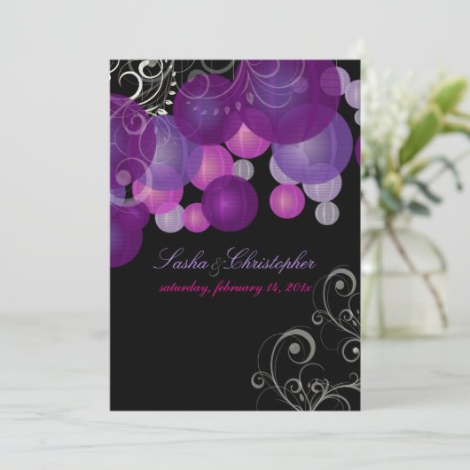 PixDezines plum/paarse/lila lantaarns Kaart (Staand voorkant)