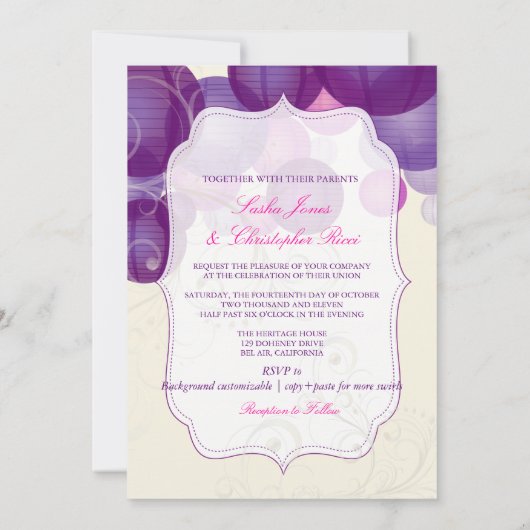 PixDezines plum/paarse/lila lantaarns Kaart (Achterkant)