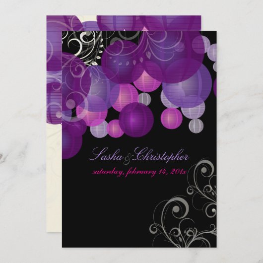 PixDezines plum/paarse/lila lantaarns Kaart (Voorkant / Achterkant)