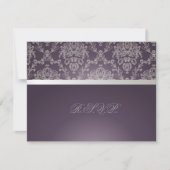 PixDezines plum+Silver Rsvp, dolcè damask RSVP Kaartje (Voorkant)