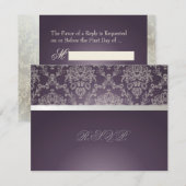 PixDezines plum+Silver Rsvp, dolcè damask RSVP Kaartje (Voorkant / Achterkant)