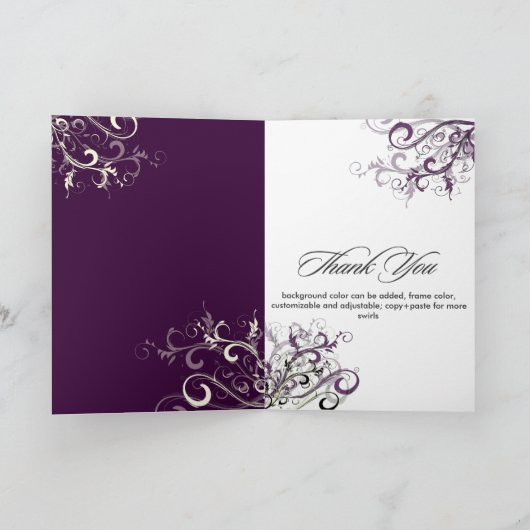 PixDezines Plum Swirls Photo Thank You cards Bedankkaart (Binnen)