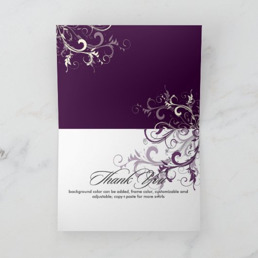 PixDezines Plum Vanilla Swirls Bedankt kaarten (Binnen)