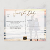 PixDezines Plumeria+Beach Bewaar de datum Briefkaart (Achterkant)