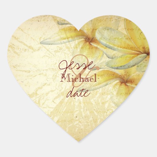 PixDezines Plumeria Hart Sticker (Voorkant)
