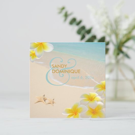 PixDezines PLUMERIA LEI/BEACH/STARFISH Kaart (Staand voorkant)