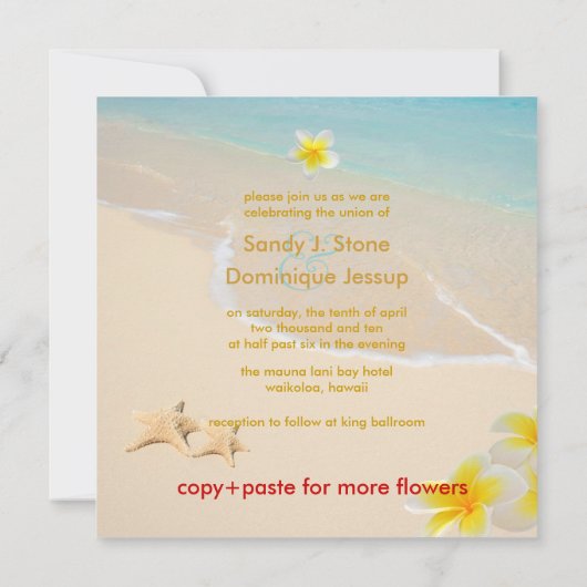 PixDezines PLUMERIA LEI/BEACH/STARFISH Kaart (Achterkant)