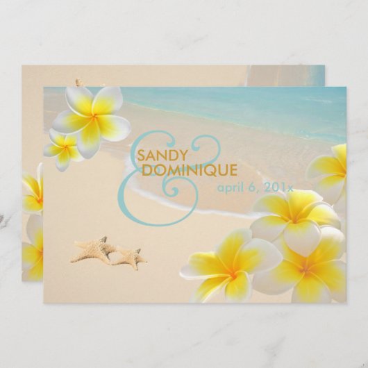 PixDezines Plumeria Lei+stervis+strand Kaart (Voorkant / Achterkant)