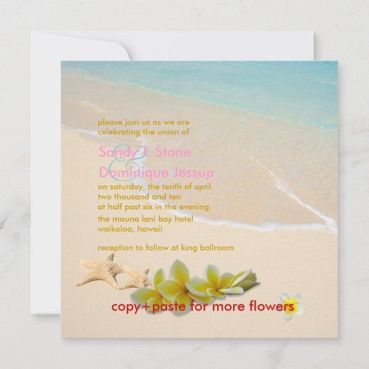 PixDezines Plumeria Lei/strand/stervistropisch Kaart (Achterkant)