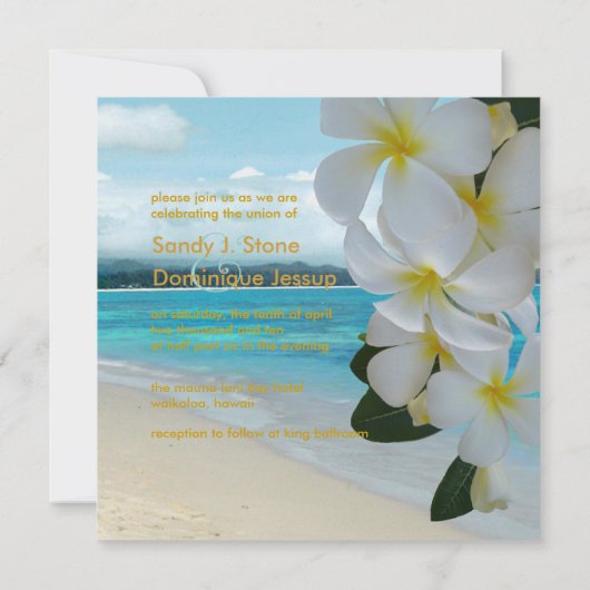 PixDezines Plumeria Lei/strand/tropische bruiloft Kaart (Achterkant)