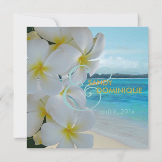 PixDezines Plumeria Lei/strand/tropische bruiloft Kaart (Voorkant)