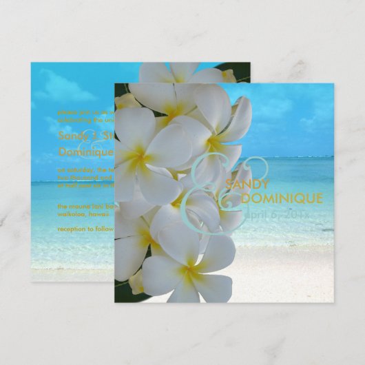 PixDezines Plumeria Lei/strand/tropische bruiloft Kaart (Voorkant / Achterkant)