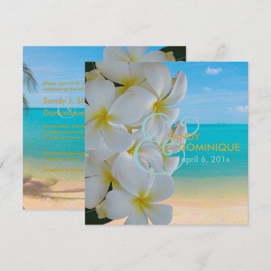 PixDezines Plumeria Lei/strand/tropische bruiloft Kaart (Voorkant / Achterkant)