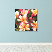 PixDezines Plumeria/Penang Peach Canvas Afdruk (Insitu (Houten vloer))