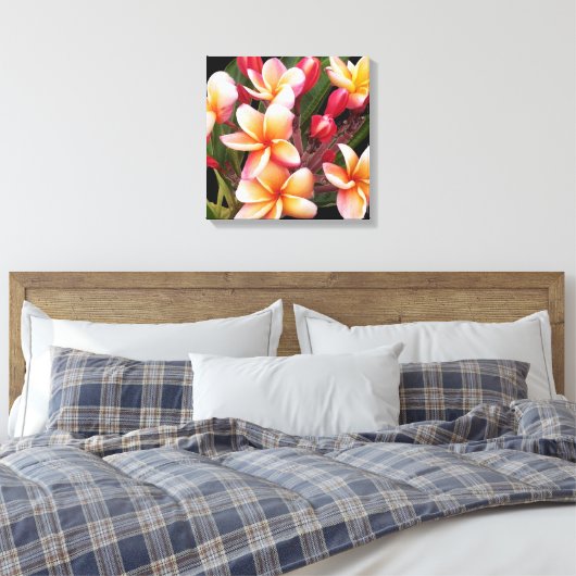 PixDezines Plumeria/Penang Peach Canvas Afdruk (Insitu (Slaapkamer))