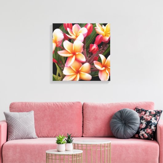 PixDezines Plumeria/Penang Peach Canvas Afdruk (Insitu (Woonkamer))