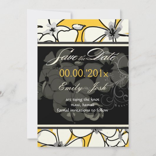 PixDezines Plumeria sparen de Datum/de kleur van d Save The Date (Achterkant)