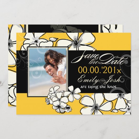 PixDezines Plumeria sparen de Datum/de kleur van d Save The Date (Voorkant / Achterkant)