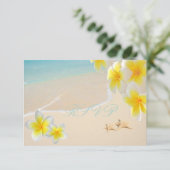 PixDezines Plumeria+starfish RSVPs RSVP Kaartje (Staand voorkant)